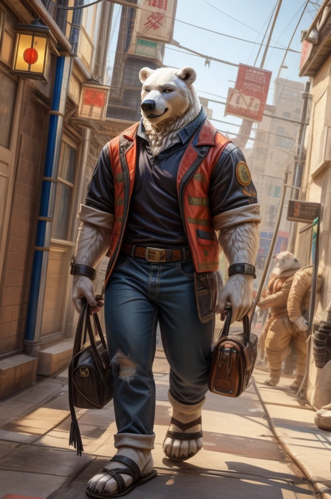 Barefoot furry character, full body, furry boy.
Polar bear, denim pants, black walking sandals heels, nice feet paws, in train
BREAK, detailed background, 8K, (masterpiece), intricate details, highly detailed, extreme detail, best quality, highres, (detailed face), nice face, ((full_body)), UHD, ((perfect hands)), ((clean anime))