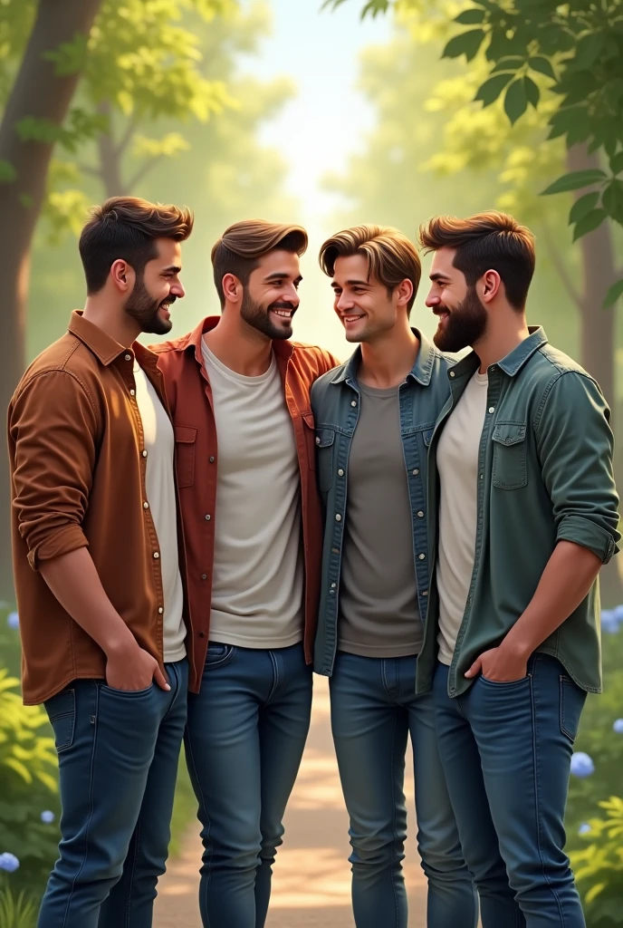 A group of male friends of 4 members gathered next to each other
