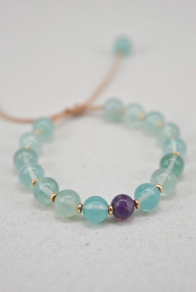 Make me a 6mm Aquamarine 3 Aquamarine 1 Amethyst beaded bracelet no metal fittings 