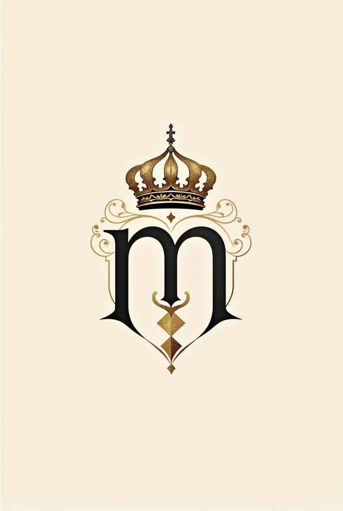 An family emblem resembling the reign of Mughal Empire throughout history and it is to be made into an family mark which is luxurious and minimal with crown of emperors not 3d with the initial M an Islamic art