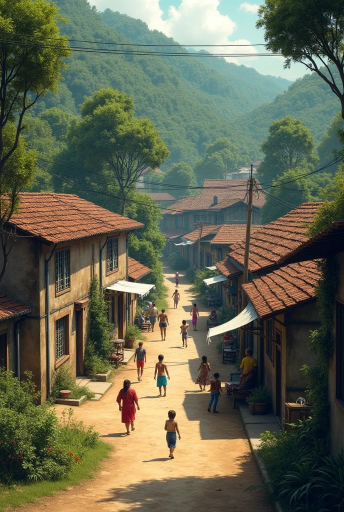 a very small town in the interior of São Paulo surrounded by a forest and people talking and old people and children 