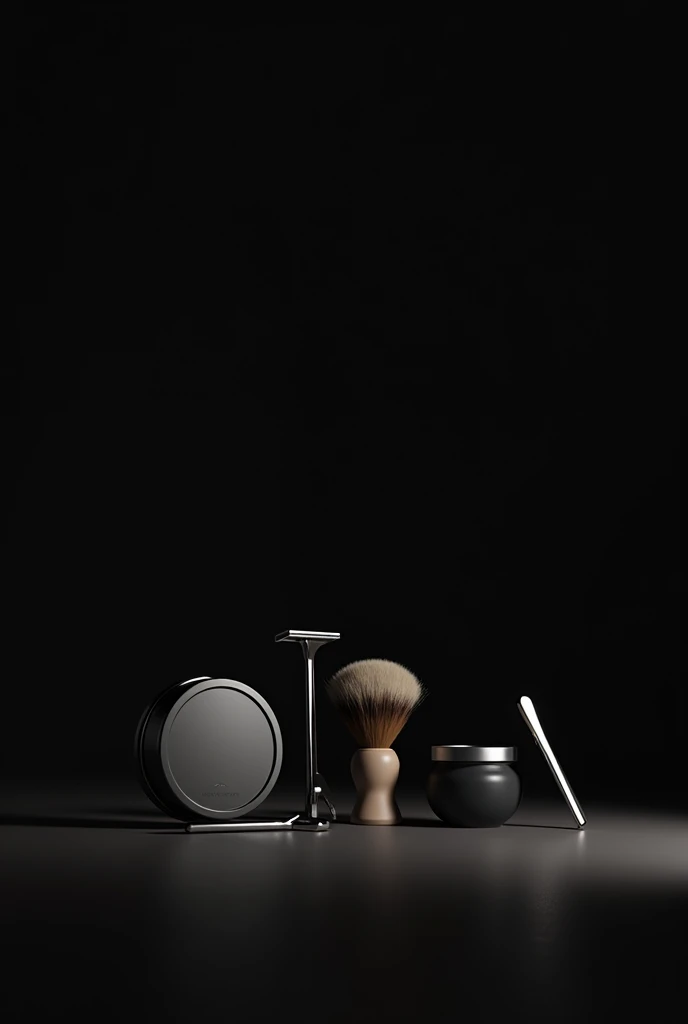 Black background with shaving stuff