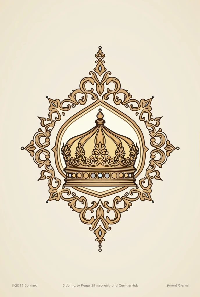 An family emblem resembling the reign of Mughal Empire throughout history and it is to be made into an family mark which is luxurious and minimal with crown of emperors not 3d with the Islamic art