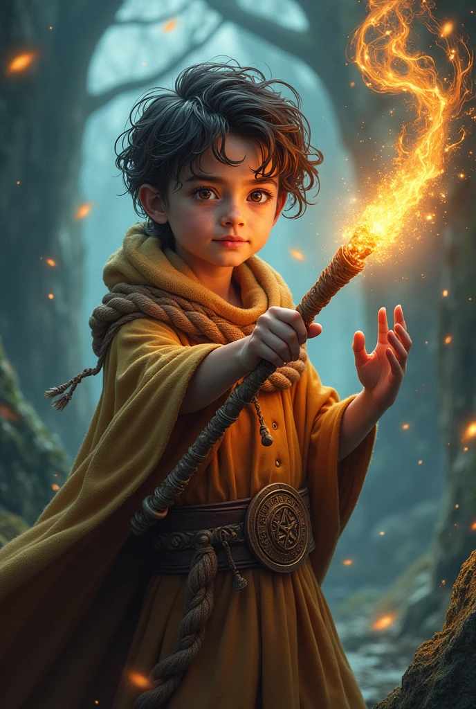 Make him younger and with a wand