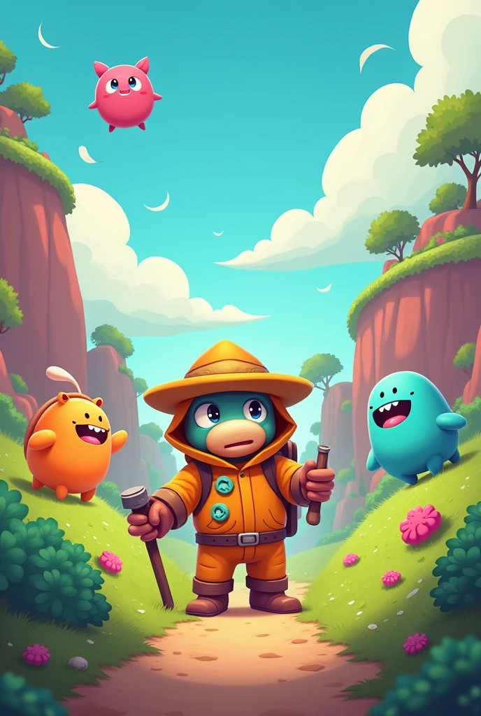 I need you to create a wallpaper about a game called Slime Rancher and that is as similar as possible to the game.