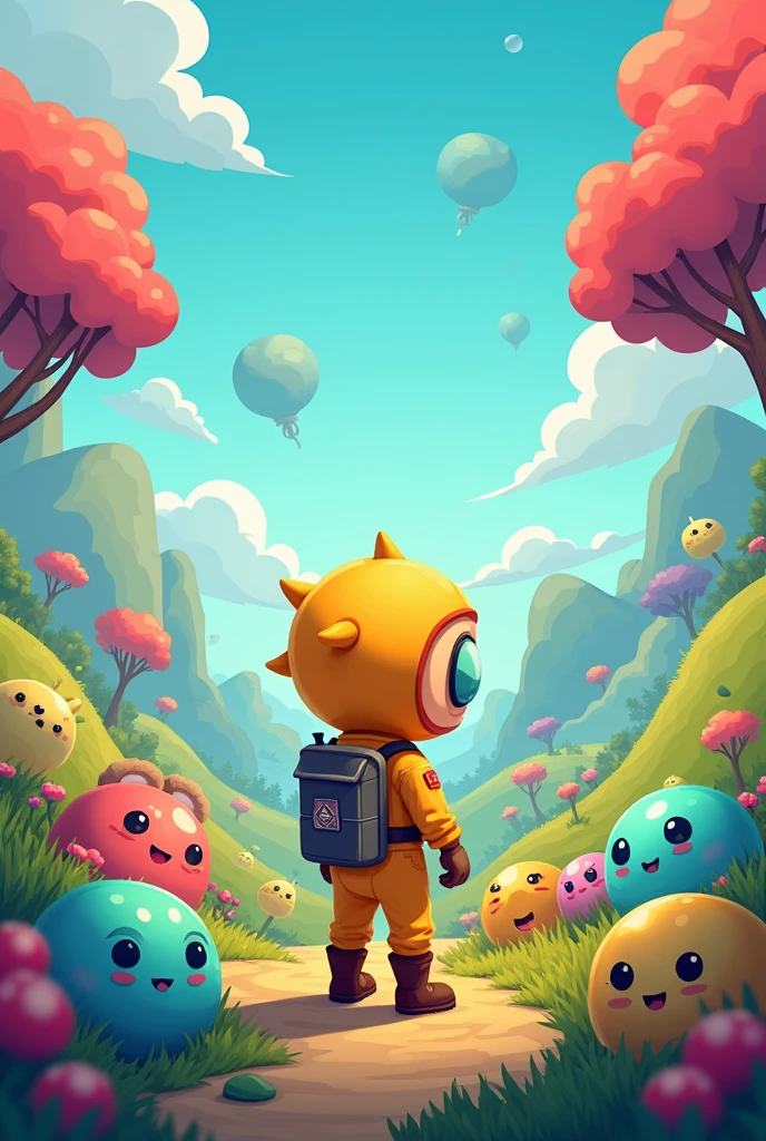 I need you to create a wallpaper about a game called Slime Rancher and that is as similar as possible to the game.