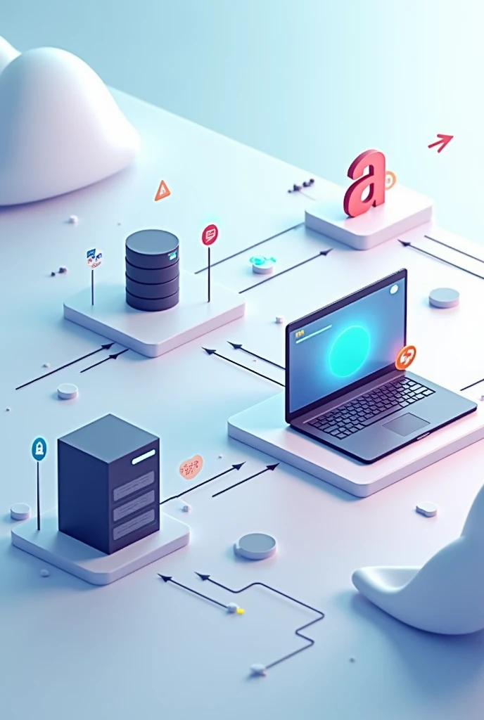 Create an animation that shows how data flows from the database to the server and then to the frontend.
