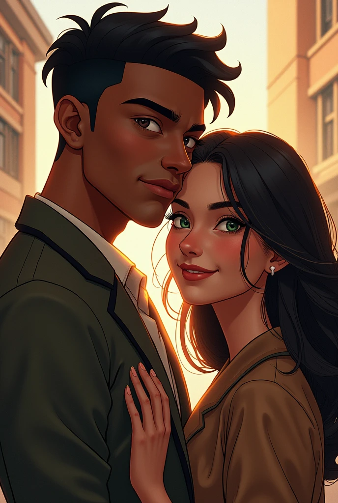 Certainly! Here’s a description of Zarcheous and Alyana in their teenage years:
**Zarcheous:**
He's handsome Zarcheous, at around , has a striking presence with a tall, athletic build. His skin is a deep white, hinting at time spent outdoors. He has short, wavy black hair styled in a modern cut and intense, dark brown eyes that convey both confidence and depth. His facial features are sharp, with high cheekbones and a strong jawline. He typically wears casual yet fashionable clothes—like a fitted t-shirt and distressed jeans—complemented by a pair of sleek sneakers. His demeanor is both charismatic and slightly aloof, reflecting his self-assured nature.
**Alyana:**
Do not show the cleavage Alyana, also 17, has a graceful and engaging appearance. She has long, straight hair that’s a rich, dark brown, often styled in a loose, effortless way. Her eyes are a striking green, full of curiosity and warmth. Her skin is fair with a hint of a natural glow. She favors a stylish, yet comfortable wardrobe, such as a flowy blouse paired with skinny jeans and ankle boots. Her posture is poised, and her demeanor is approachable and friendly, highlighting her balanced blend of elegance and ease.