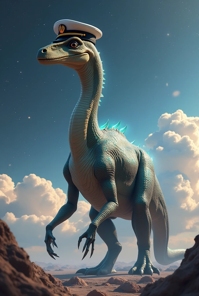 A space dinosaur with a hat