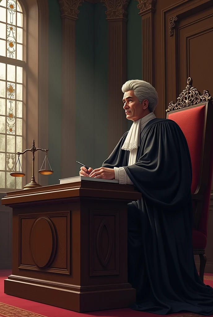 image in which the judge is on the side of the image and on the side there is a space to write