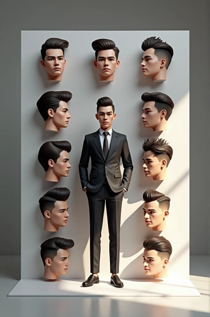 One man hairstyle set stand-up man