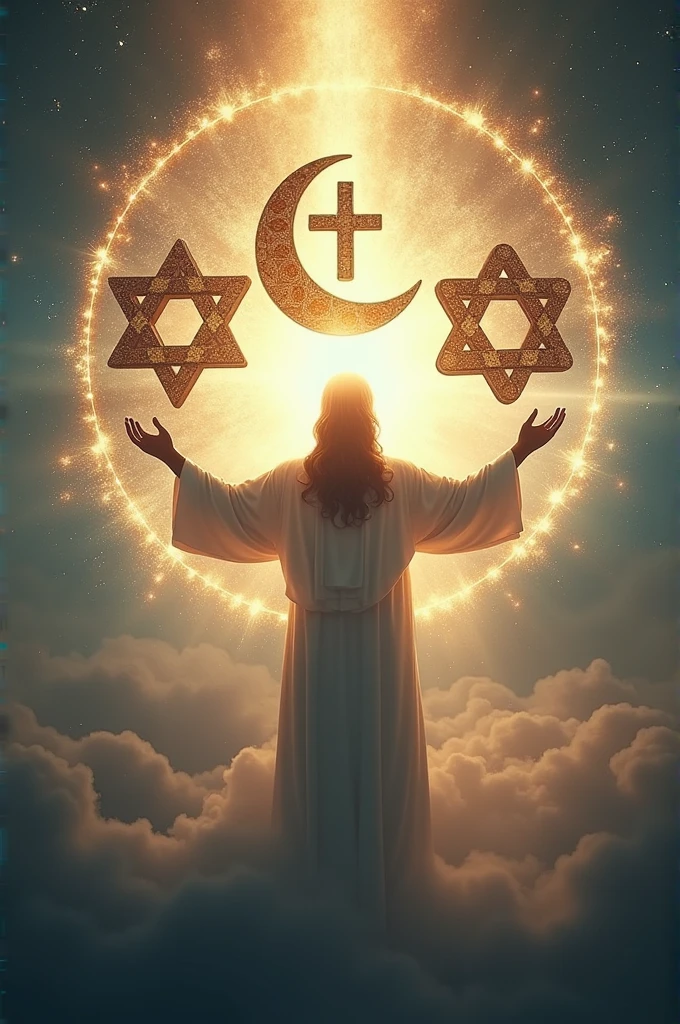Symbol of Islam, Judaism and Christianity controlled a person 