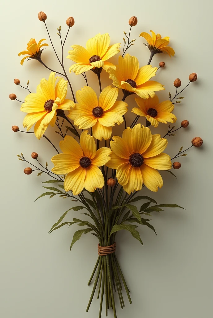 Bouquet of yellow WITHERED flowers