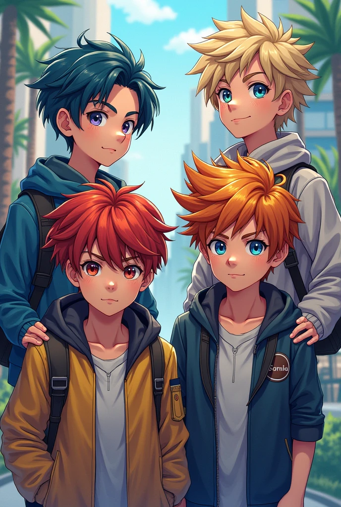 Four anime boys name garv Paras gaurav Prashant