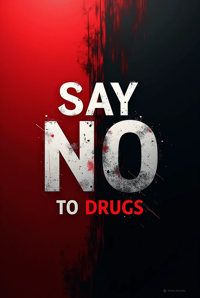 Poster "say no to drugs" sentence, blood, drugs, without human image, narkoba mematikan, gambar simpel 