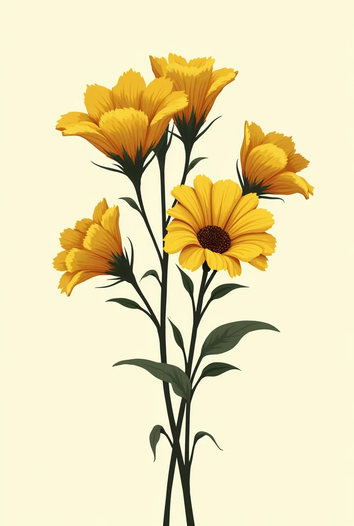 Bouquet of yellow WITHERED flowers IN 2D