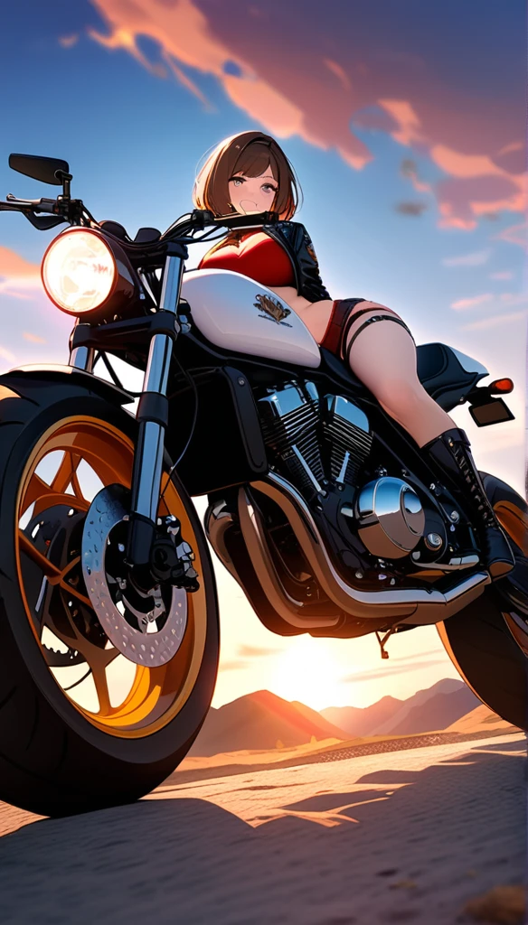 Naked anime riding a motorcycle