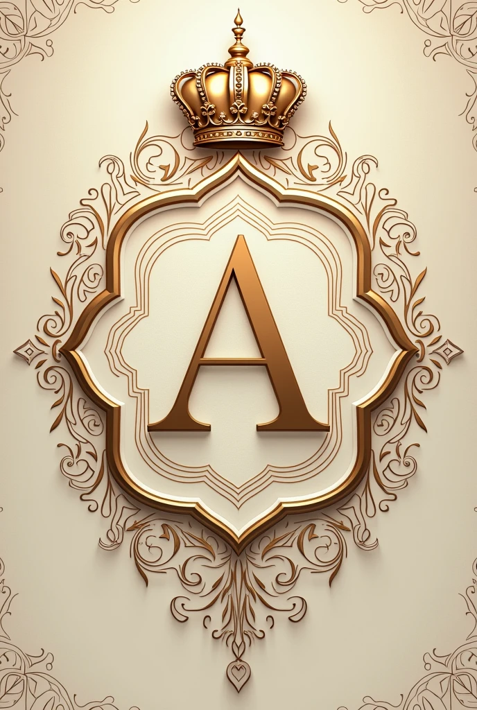 An family emblem resembling the reign of Mughal Empire throughout history and it is to be made into an family mark which is luxurious and minimal with crown of emperors not 3d with the Islamic art and initial A
