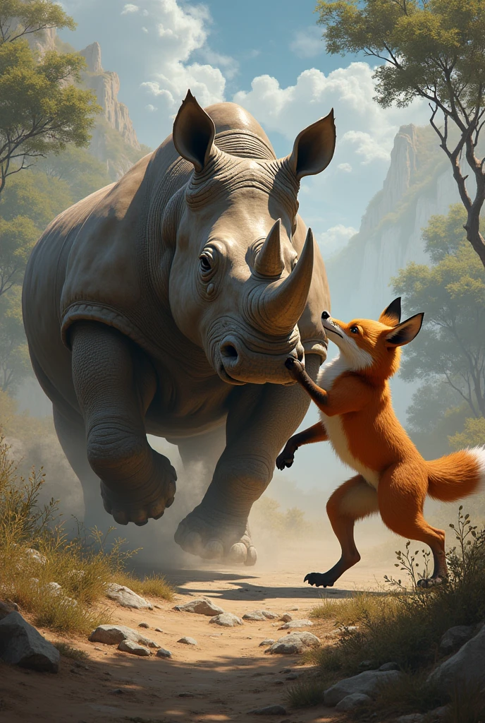 Rhinoceros vs fox