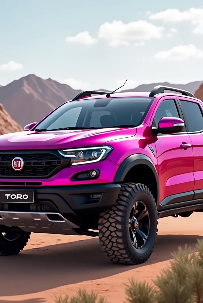 Fiat toro pickup truck pink metallic 2018 4 doors smaller off road tires 