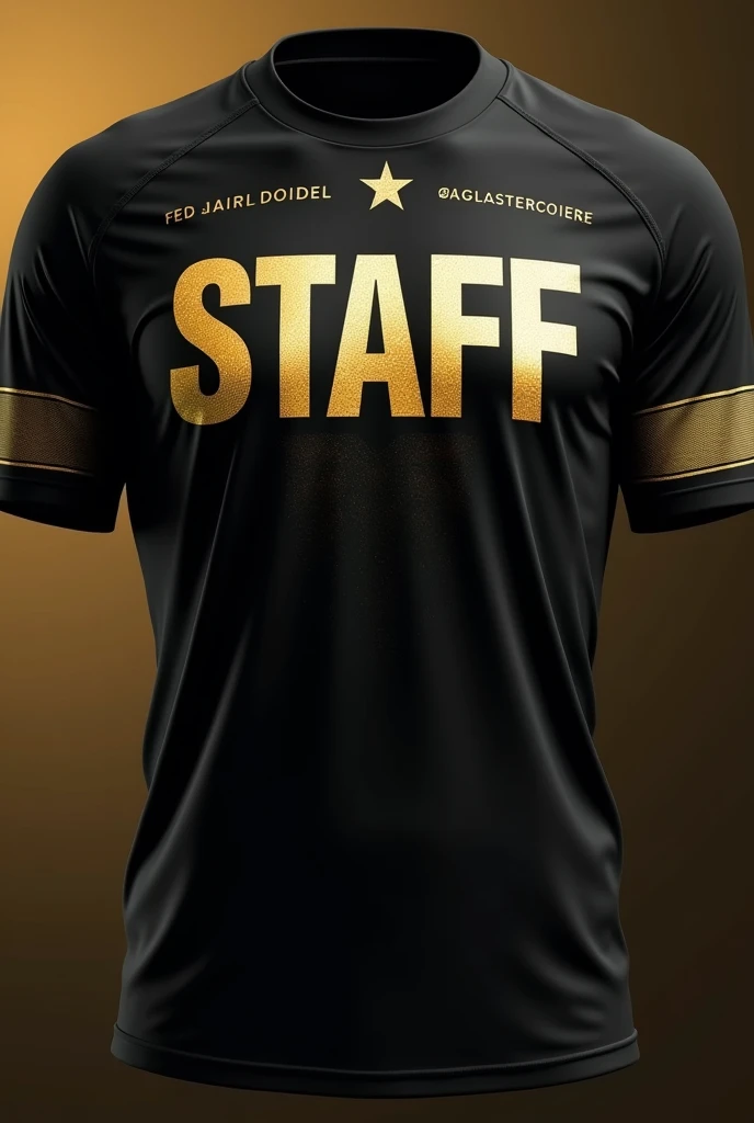 A T-shirt for sports competitions Let the most creative black and gold colored T-shirt say staff