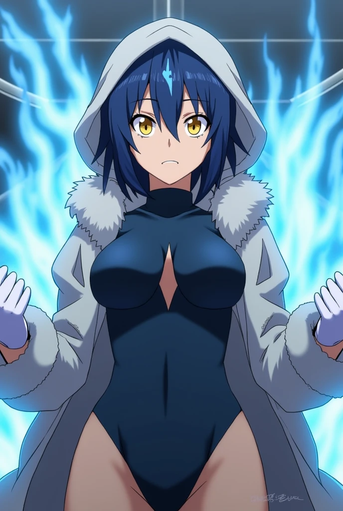 Wolfie, leather pants, spiral breast, solo, standing, detailed eyes, long ears, earrings, spike caller, sharp teeth, furry shoulders, furry arms