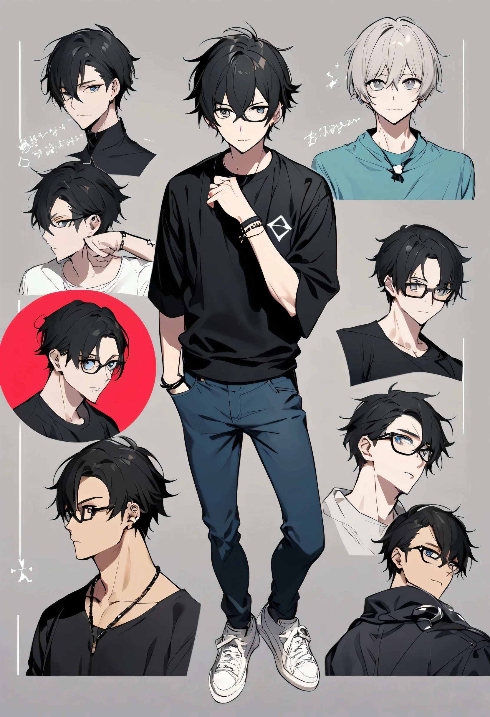 Mizuho is tall and powerfully built., with short black hair and piercing grey eyes. He often wears stylish, but comfortable clothes - casual colored T-shirts and jackets, which go well with his jeans and comfortable sneakers. On his wrist he always wears a massive bracelet with secret symbols., which he created himself. Mizuho prefers to wear glasses with thin frames., which give him an intelligent look.