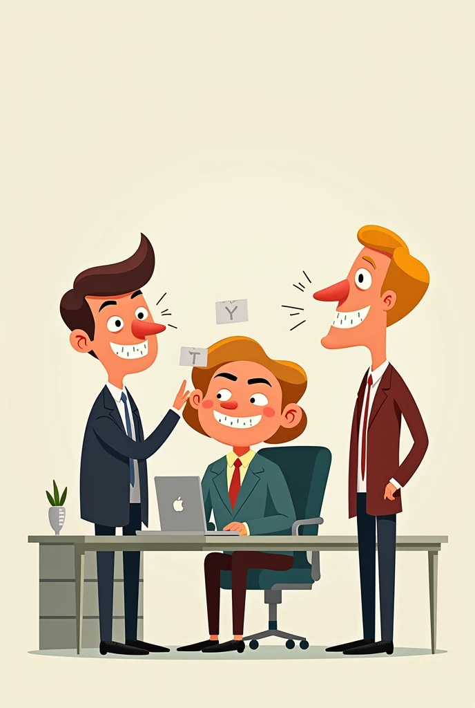 Create 5 characters being
*Office boy*: Arrogant and presumptuous always smiling.
*Ceo*: smart, confident and kind.
*Secretary*: hard working, smart and has a lot of willpower.
*manager*: haughty, lazy and does not tolerate things that go against him.
*random person*: haughty, nervous and smug Obs- create them in a cartoon form ,miniature and separate and create them with physical characteristics according to their emotions