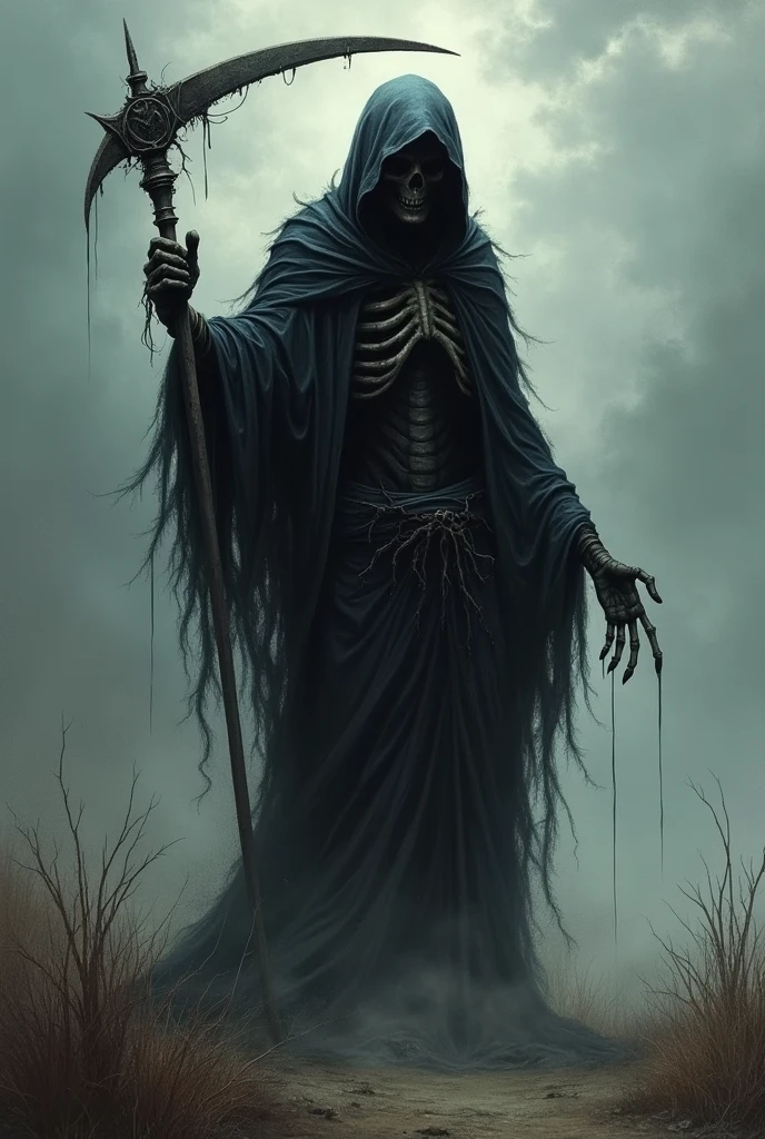 Drawing of a man who looks like a reaper