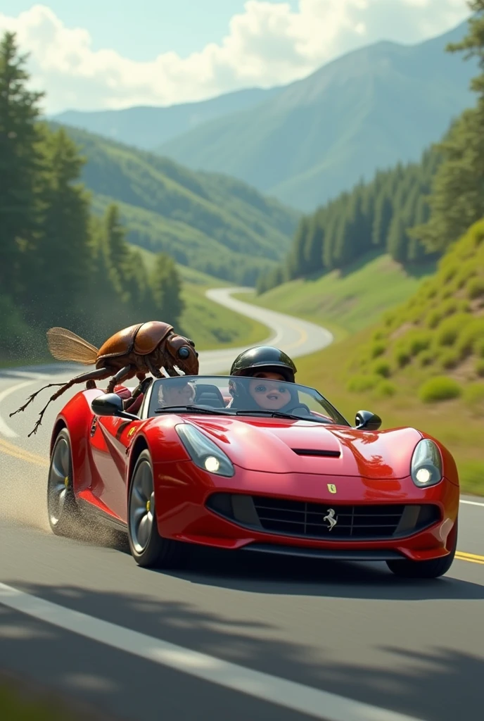Beetle winning race against Ferrari