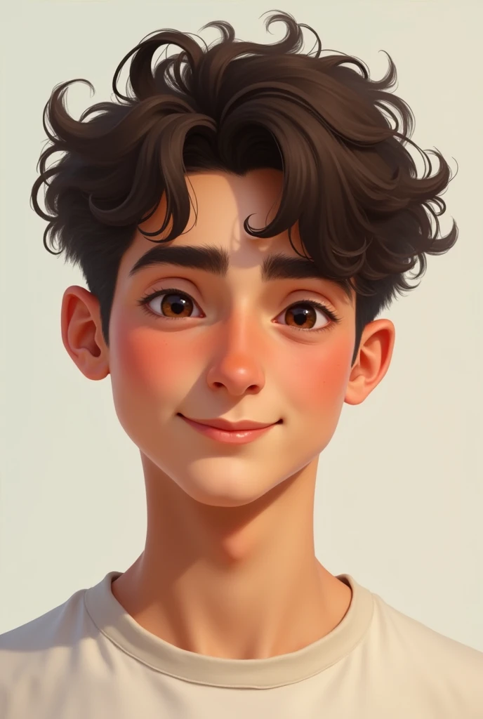 Create a age male oval face with curly hair