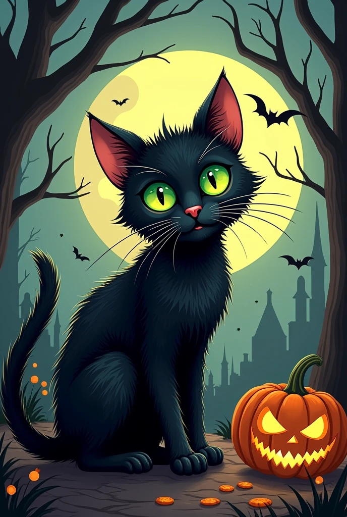an halloween cat image for coloring
