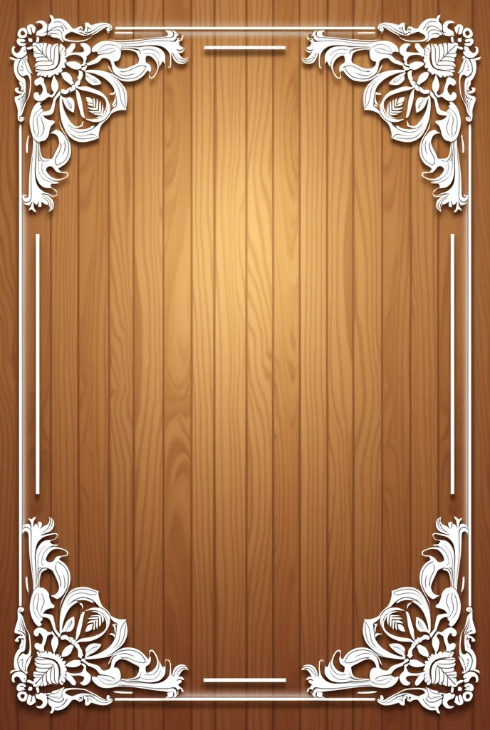 Square background with wooden pattern with white Thai pattern vector frame.