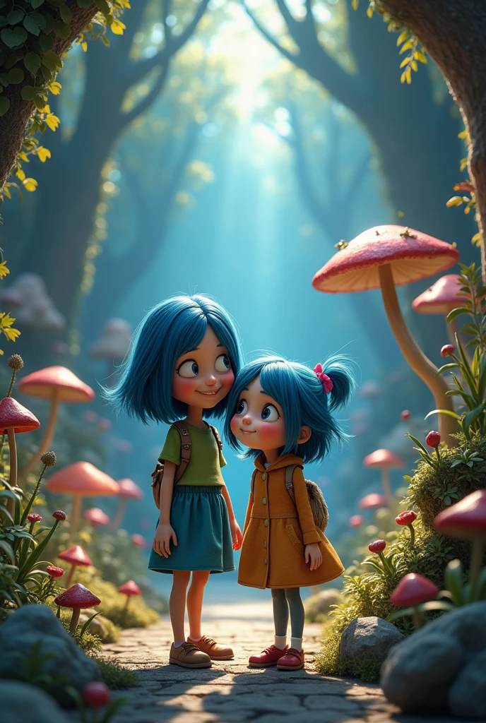 Hilda from the Netflix series and Coraline from the movie Coraline, together like sisters 