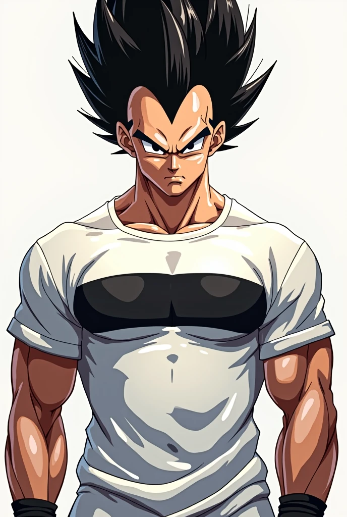 vegueta with white t-shirt and horizontal black stripe on the chest