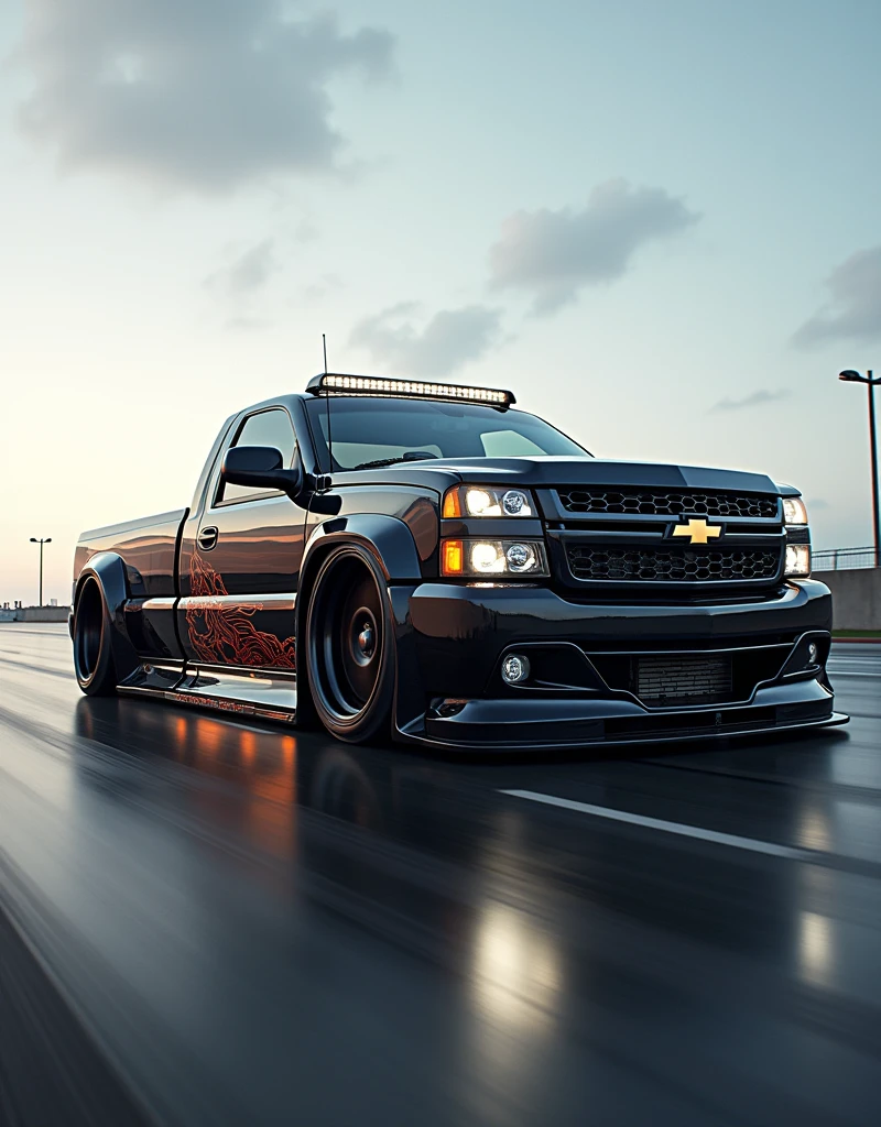 Chevrolet tornado corsa pick up year 2007 tuning offset rims and zamurai style racing body kit