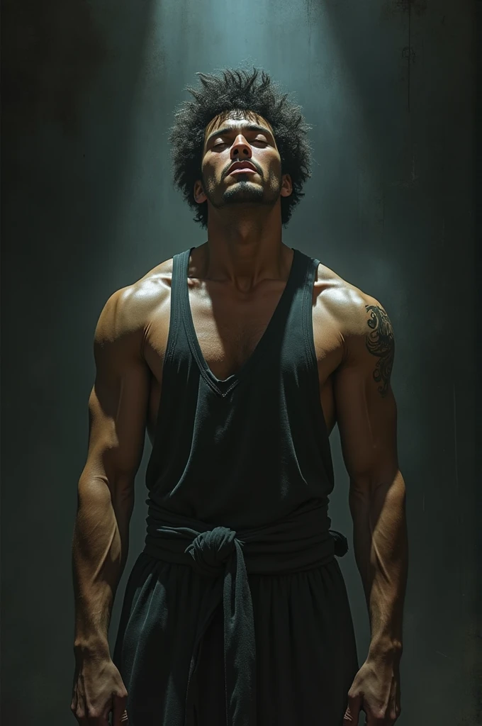 Jehovah extending his arms and a word that Guadamuz says in the middle