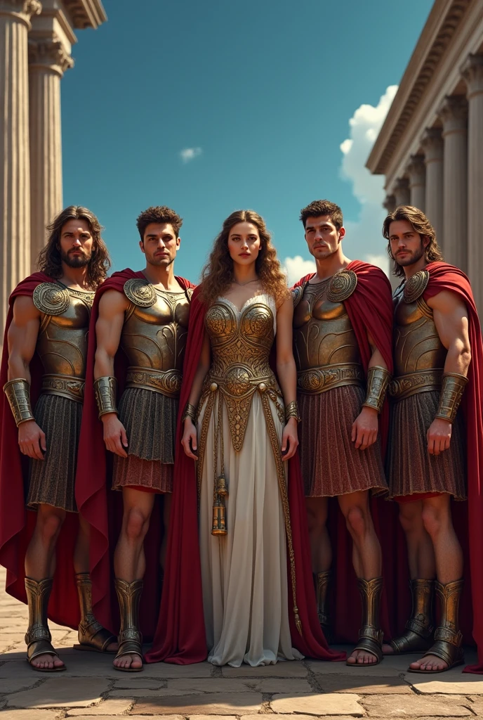 Four man and one woman heros of ancient rome empire