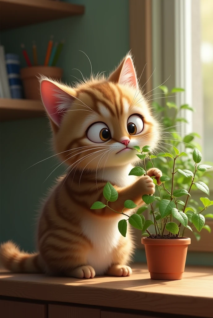 APets cat eat the plant and crying