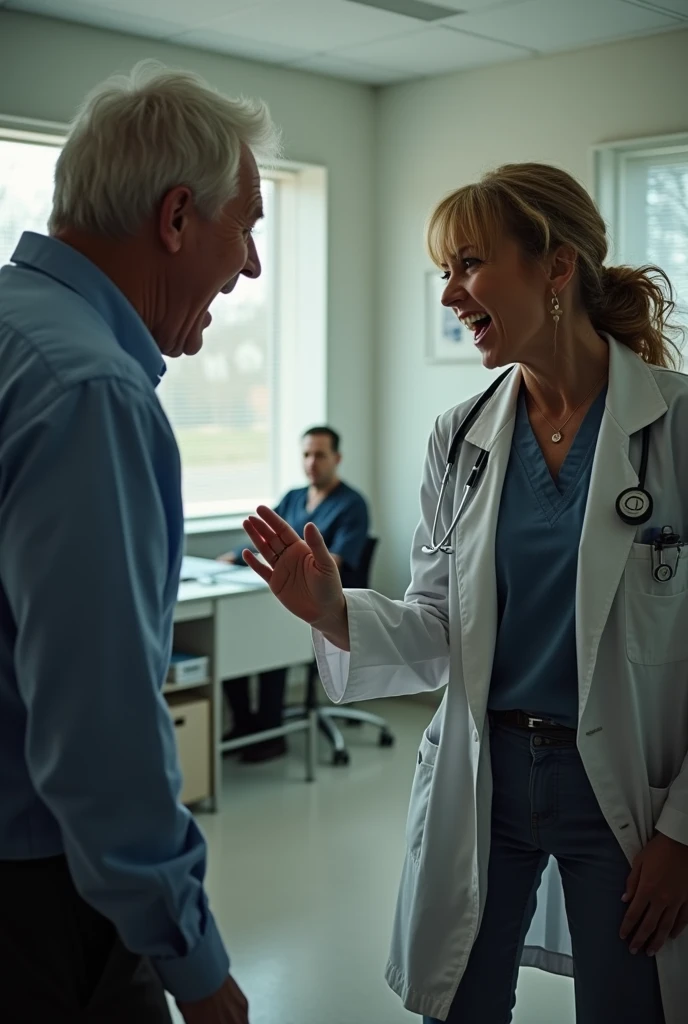 



Title: The Last Straw

INT. DOCTOR'S OFFICE - DAY

Dr. Jane Marshall sits at her desk, reviewing patient notes. The door bursts open, and Mr. Adams, a disheveled man in his mid-50s, storms in. His face is red with anger, and he’s visibly agitated.

MR. ADAMS (voice trembling with fury) I’ve had enough, Dr. Marshall! I’ve had enough of this nonsense!

DR. MARSHALL (startled, trying to remain calm) Mr. Adams, please, let’s talk about this. What’s the issue?

MR. ADAMS (screaming) The issue? The issue is that I’ve been waiting for months to get proper treatment! MONTHS! And all you’ve done is shuffle papers and give me excuses!

DR. MARSHALL (standing up, trying to de-escalate) I understand you’re frustrated. I assure you, we’re doing everything we can. Can you tell me specifically what’s been bothering you?

MR. ADAMS (shouting) What’s bothering me? You’re bothering me! I come here, I follow your instructions, and nothing changes! My condition is getting worse, and you’re sitting here acting like it’s all under control!

DR. MARSHALL (staying calm but firm) Mr. Adams, yelling won’t solve the problem. Let’s take a deep breath and focus on finding a solution. I want to help you, but I need you to work with me.

MR. ADAMS (voice breaking, still yelling) I’ve tried working with you! I’m done waiting for your so-called solutions. I need real answers, real help now!

DR. MARSHALL (taking a deep breath) Okay. Let’s sit down and review everything again. We’ll go over your treatment plan and explore all available options. I promise, we’ll address this together.

MR. ADAMS (catching his breath, voice still shaky) Fine. But this better not be another delay. I can’t take it anymore.

DR. MARSHALL (nods empathetically) I understand. Let