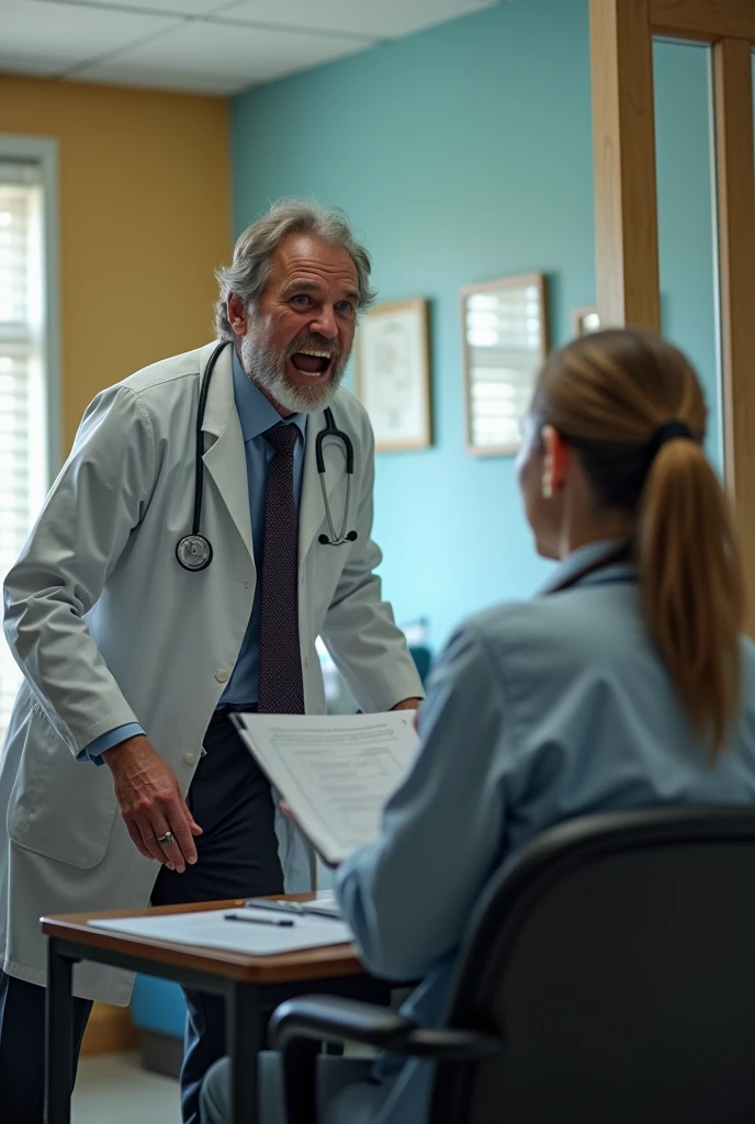 



Title: The Last Straw

INT. DOCTOR'S OFFICE - DAY

Dr. Jane Marshall sits at her desk, reviewing patient notes. The door bursts open, and Mr. Adams, a disheveled man in his mid-50s, storms in. His face is red with anger, and he’s visibly agitated.

MR. ADAMS (voice trembling with fury) I’ve had enough, Dr. Marshall! I’ve had enough of this nonsense!

DR. MARSHALL (startled, trying to remain calm) Mr. Adams, please, let’s talk about this. What’s the issue?

MR. ADAMS (screaming) The issue? The issue is that I’ve been waiting for months to get proper treatment! MONTHS! And all you’ve done is shuffle papers and give me excuses!

DR. MARSHALL (standing up, trying to de-escalate) I understand you’re frustrated. I assure you, we’re doing everything we can. Can you tell me specifically what’s been bothering you?

MR. ADAMS (shouting) What’s bothering me? You’re bothering me! I come here, I follow your instructions, and nothing changes! My condition is getting worse, and you’re sitting here acting like it’s all under control!

DR. MARSHALL (staying calm but firm) Mr. Adams, yelling won’t solve the problem. Let’s take a deep breath and focus on finding a solution. I want to help you, but I need you to work with me.

MR. ADAMS (voice breaking, still yelling) I’ve tried working with you! I’m done waiting for your so-called solutions. I need real answers, real help now!

DR. MARSHALL (taking a deep breath) Okay. Let’s sit down and review everything again. We’ll go over your treatment plan and explore all available options. I promise, we’ll address this together.

MR. ADAMS (catching his breath, voice still shaky) Fine. But this better not be another delay. I can’t take it anymore.

DR. MARSHALL (nods empathetically) I understand. Let
