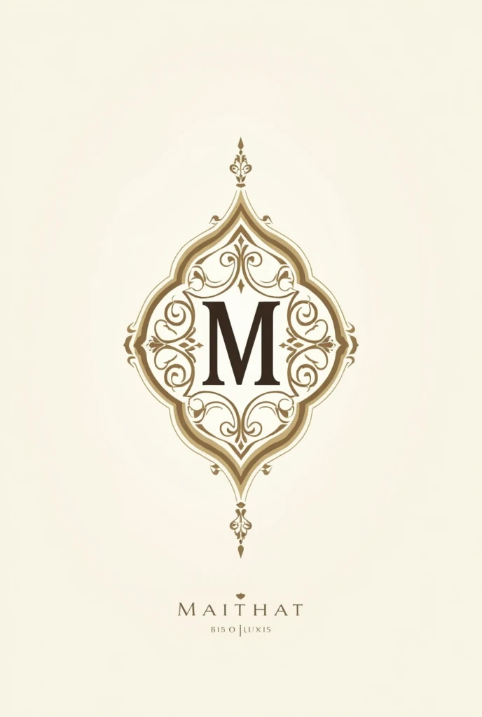 A family emblem resembling the reign of Mughal emperors throughout history and the love of Islamic Art, culture, and calligraphy. modern, minimalist, elegant and luxurious.
With the initial M 