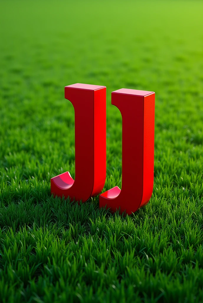 (photorealism:1.2),Create a logo with the name Jose Jordan, a business administration student, featuring the initials JJ in large red uppercase letters over a green grass lawn. The design should be minimalist, with the letters placed on top of the grass."
