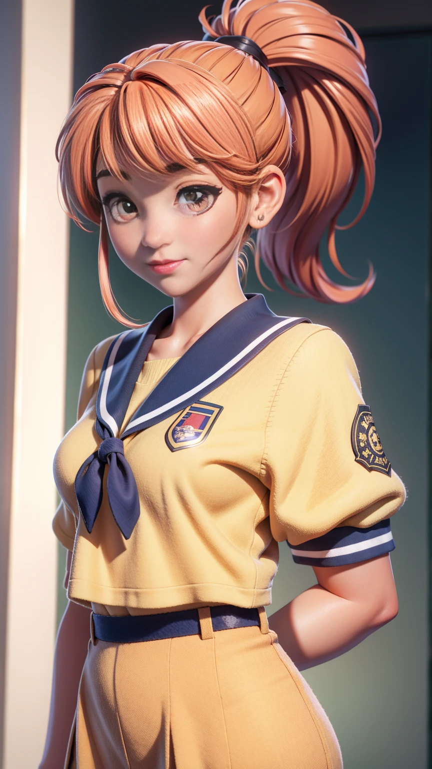ponytail Wink high school girl uniform Upper Body