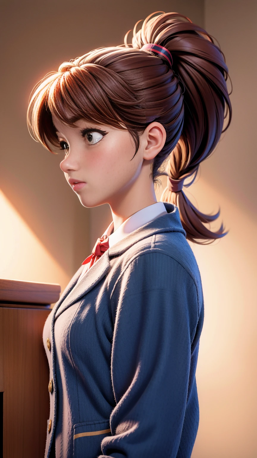 ponytail Wink high school girl uniform Upper Body