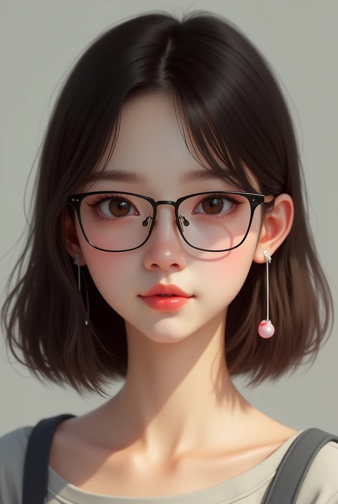 Generate an avatar of a straight-haired girl with realistic glasses