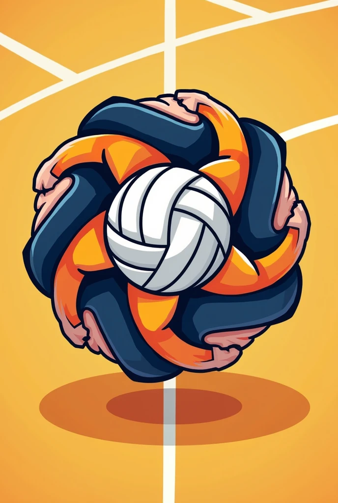 Create a symbol that represents unity in a volleyball group 
