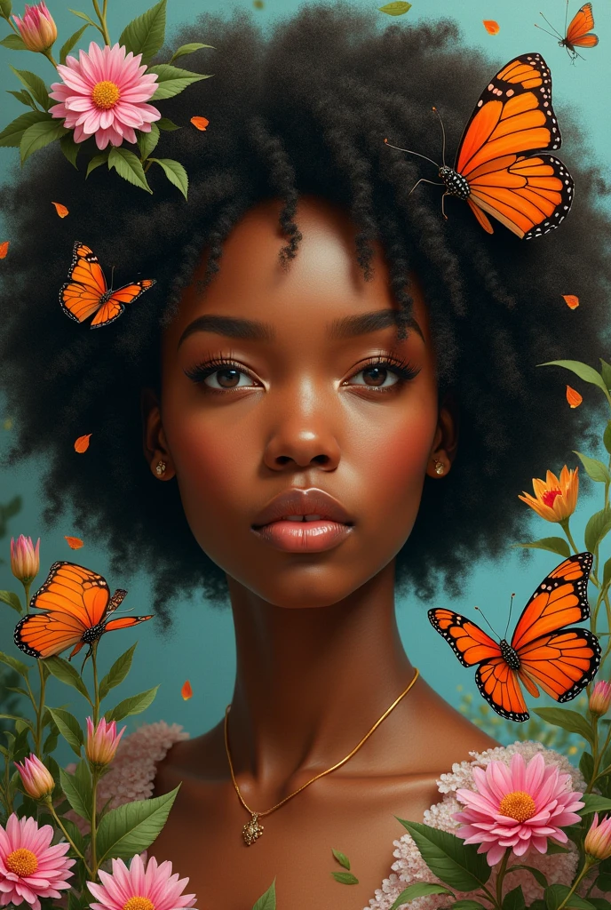 "N" word with floral & butterfly in portrait background