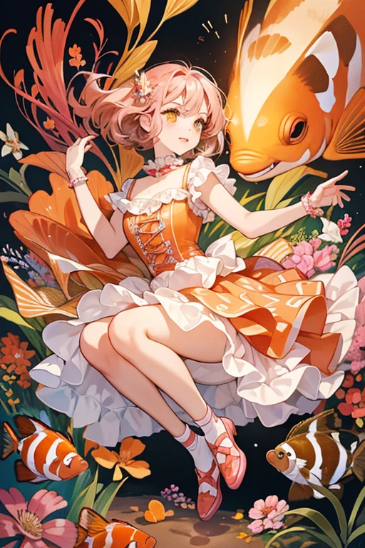 Perfect picture,,{Chiquita}{Serene,elementary student}{goldfish bowl}{hedonism}{military outfits}, girl,4K picture quality, Cinematic,,{Gamine},{small body and chest,,,,,,,,} Short hair,a blond,cute little, perspiring