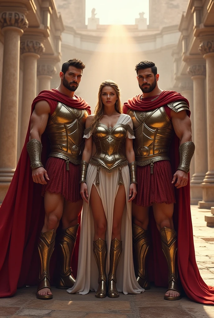 Three man and one woman heros of ancient rome empire